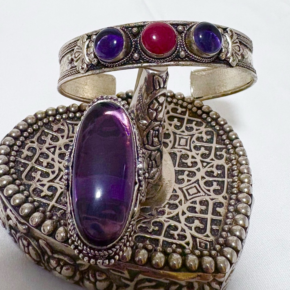 Multicolor Cuff Bracelet with Ring set size 8.5